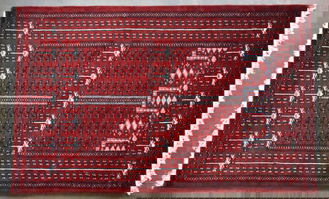 FRAMED MODERN INDIAN AREA RUG