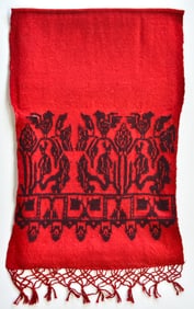AFGHAN (ATTR.) TRIBAL RED & BLACK WOOL WALL-HANGING TEXTILE