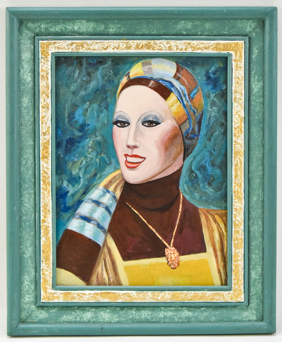 ERNEST RICHARDSON 'WOMAN'S PORTRAIT' ACRYLIC PAINTING (1 of 2)