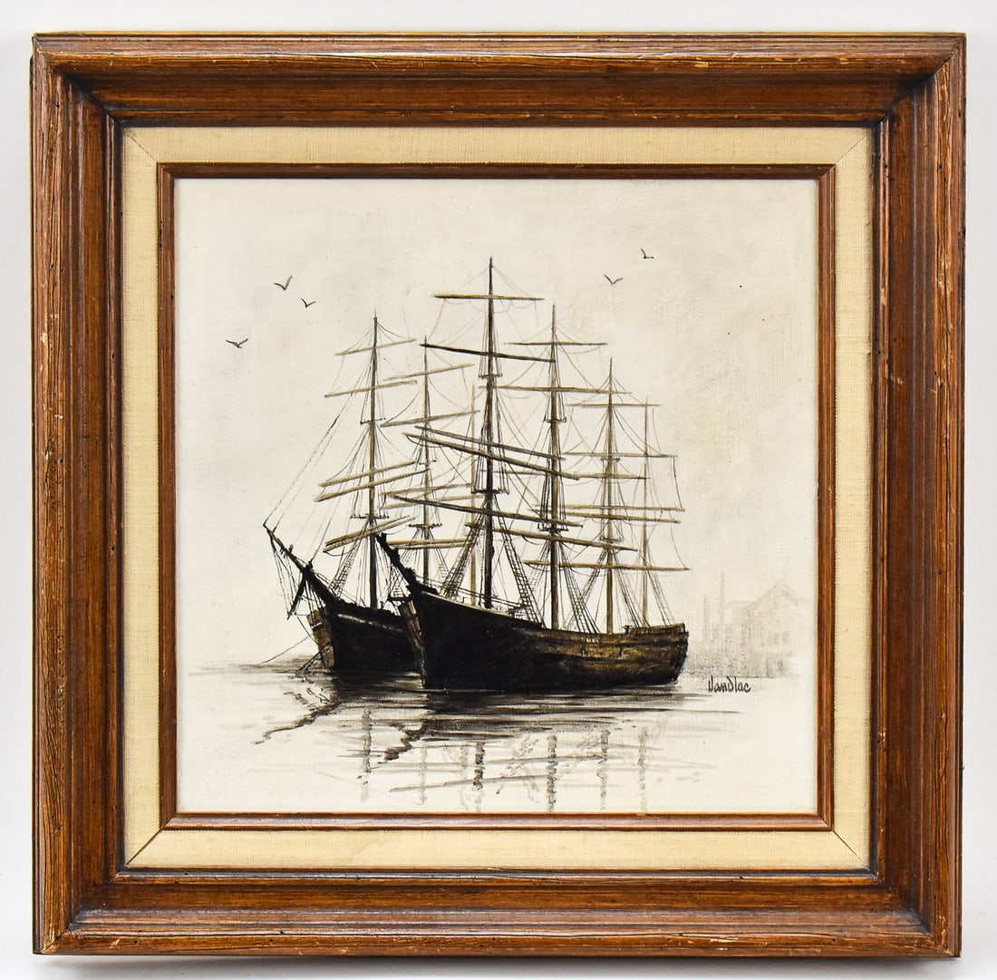 'MASTED SHIPS' ACRYLIC PAINTING BY VANDLAC (1 of 3)