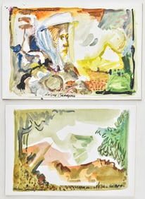 NELSON SANDGREN 'MOUNTAIN AIR' & 'LADY AND THE MOUNTAIN' WATERCOLORS