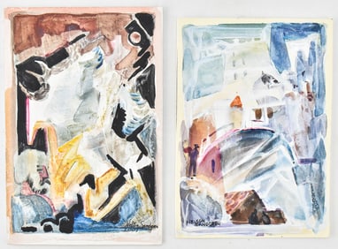 TWO NELSON SANDGREN LANDSCAPE WATERCOLOR PAINTINGS