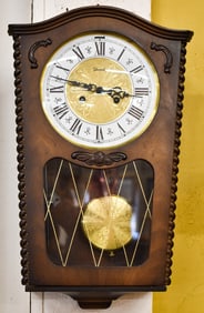 JAUCH WEST GERMAN CHIME TRAPEZOID WALL CLOCK