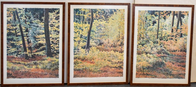 MIKE PEASE 'AUTUMN' SIGNED ARTIST PROOF TRIPTYCH LITHOGRAPHS