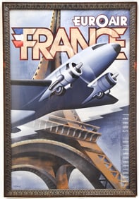 FRAMED TRANS INTERNATIONAL EUROAIR FRANCE AVIATION POSTER BY M. KUNGL