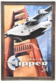 FRAMED PORT OF SAN FRANCISCO AEROPACIFIC CLIPPER 314 POSTER BY M. KUNGL