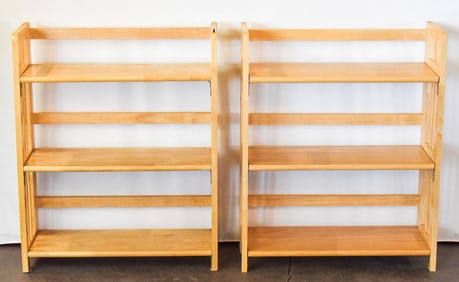 TWO CONTEMPORARY STACKING & FOLDING SHELVING UNITS