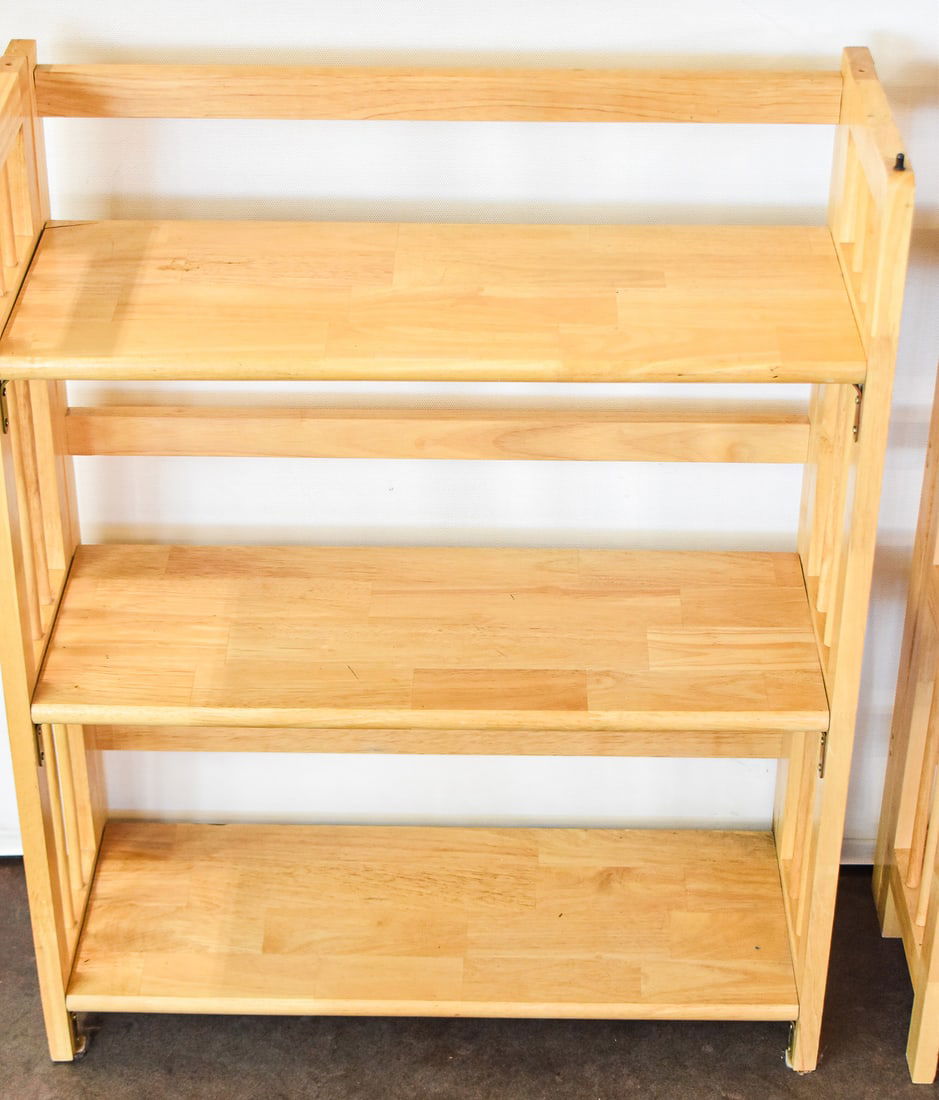 TWO CONTEMPORARY STACKING & FOLDING SHELVING UNITS - 2