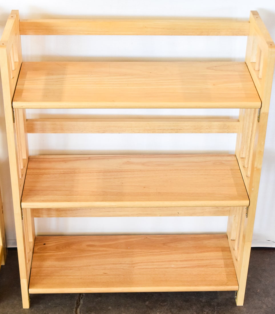 TWO CONTEMPORARY STACKING & FOLDING SHELVING UNITS - 4