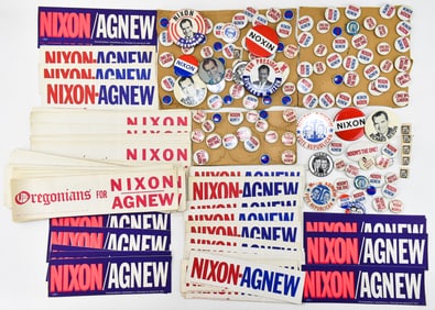 COLLECTION OF NIXON/AGNEW PRESIDENTIAL RACE POLITICAL MEMORABILIA