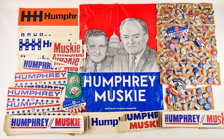 COLLECTION OF HUMPHREY/MUSKIE PRESIDENTIAL CAMPAIGN POLITICAL MEMORABILIA & EPHEMERA