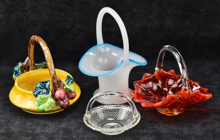 MID 20TH CENTURY ART GLASS BASKETS: VIKING GLASS & MORE