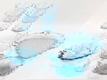 COLLECTION OF AQUA BLUE GLASWARE