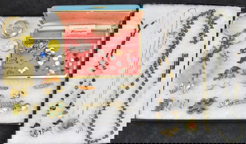 COLLECTION OF MID-CENTURY COSTUME JEWELRY & MORE