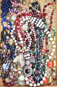 CARVED STONE BEADED NECKLACES ASSORTMENT: LAPIS LAZULI, OBSIDIAN, ONYX, & MORE