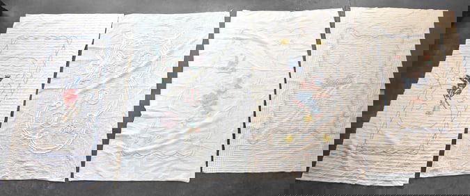 COLLECTION OF MID-CENTURY EMBROIDERED NURSING BLANKETS