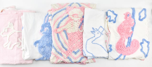 COLLECTION OF MID-CENTURY EMBROIDERED NURSING BLANKETS