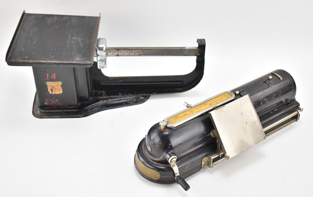 C. 1928 US POST OFFICE SCALE & 'THE PROTECTOGRAPH' CHECK PRINTER (1 of 5)