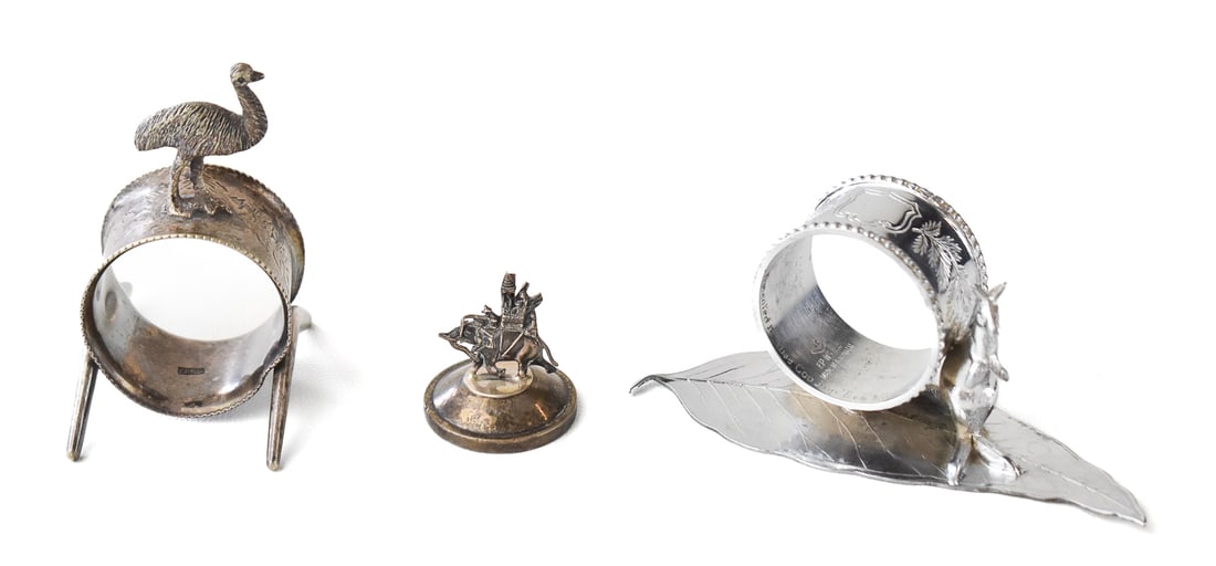 AUSTRALIAN SILVERPLATE NAPKIN HOLDERS & SIAM SILVER CARD HOLDER (1 of 3)