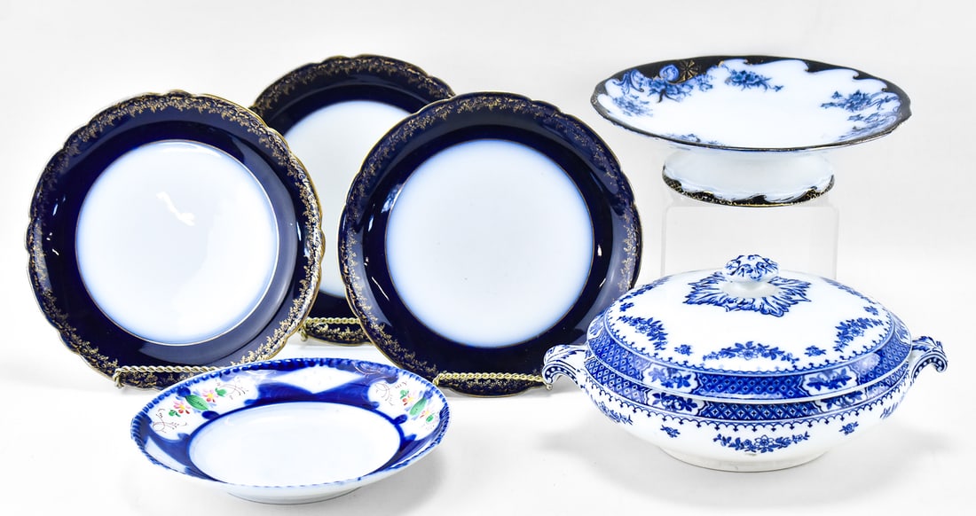 COLLECTION OF FLOW BLUE KNOWSKY, FLANDERS & LIMOGES (1 of 3)