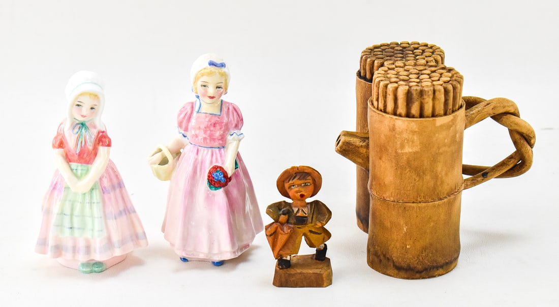 CONTEMPORARY YIXING STYLE BAMBOO DECORATIVE BUNDLE TEAPOT, ROYAL DOULTON, ANRI STYLE FIGURINE (1 of 2)