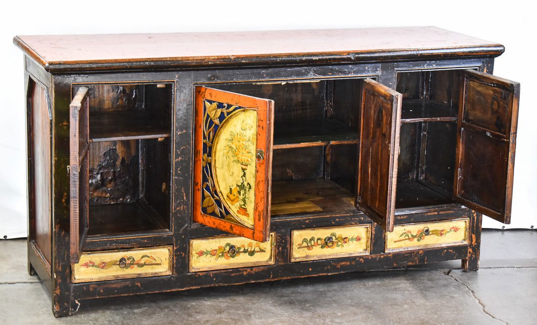 MONGOLIAN PAINTED PINE SIDEBOARD - 2