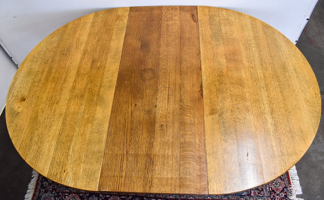 VICTORIAN OAK OVAL EXPANDING DINING TABLE - 2