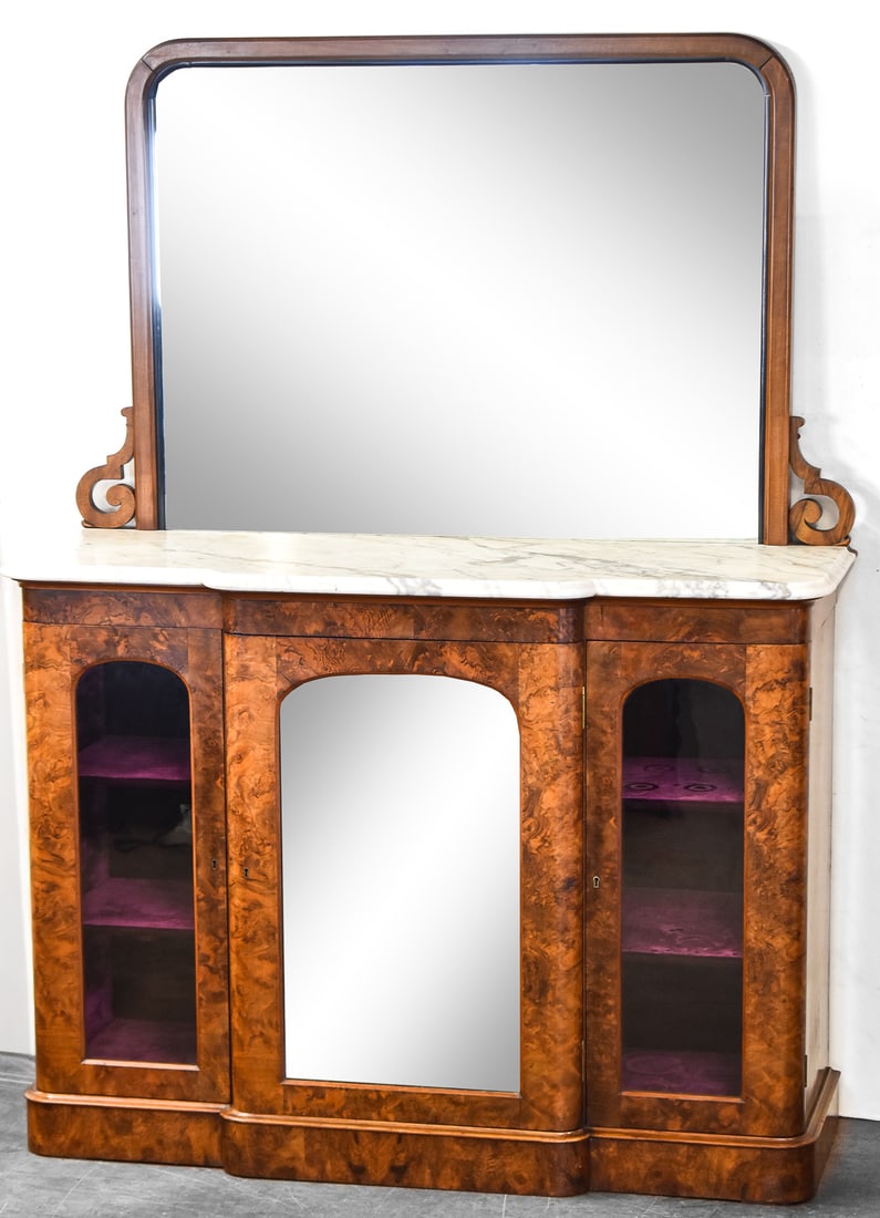 VICTORIAN WALNUT BURL CREDENZA (1 of 4)