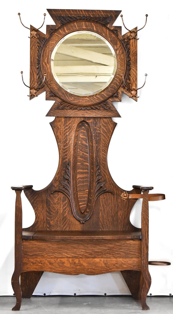 VICTORIAN OAK HALL TREE (1 of 3)