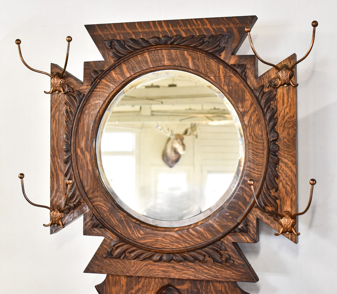 VICTORIAN OAK HALL TREE - 2