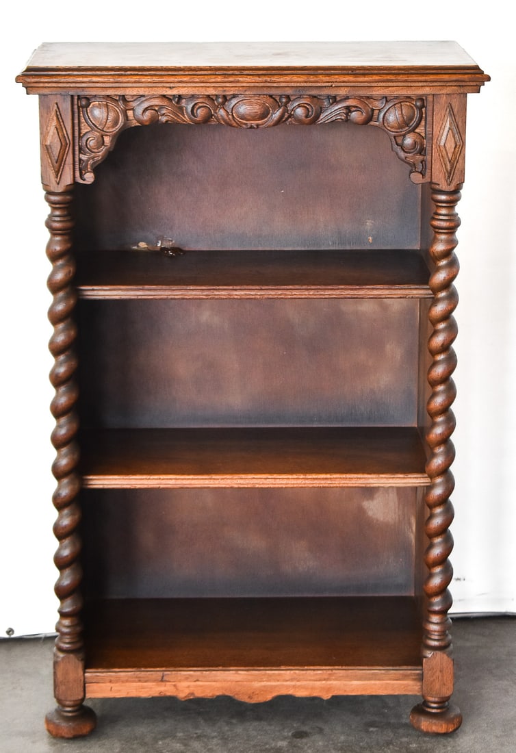 ENGLISH LOUIS XIII STYLE BARLEY TWIST BOOKCASE (1 of 3)