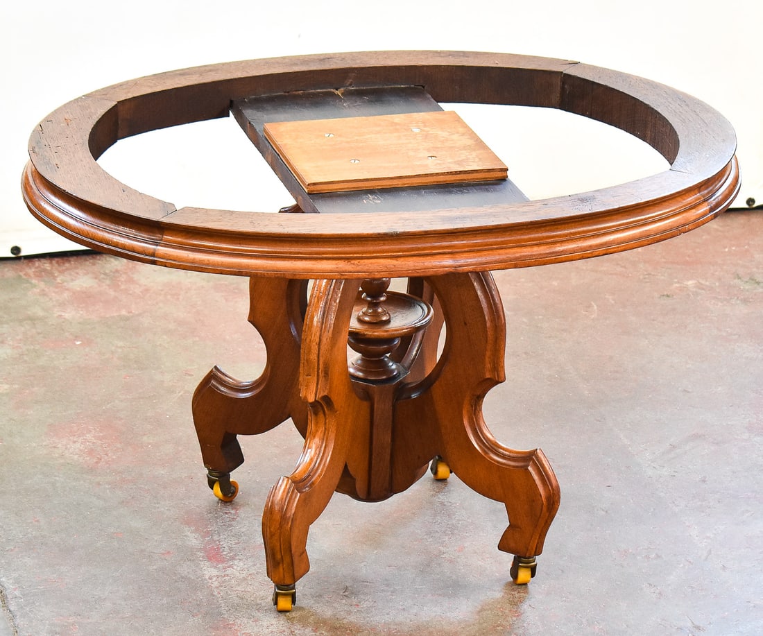 VICTORIAN OVAL SHAPED WALNUT TABLE BASE (1 of 1)