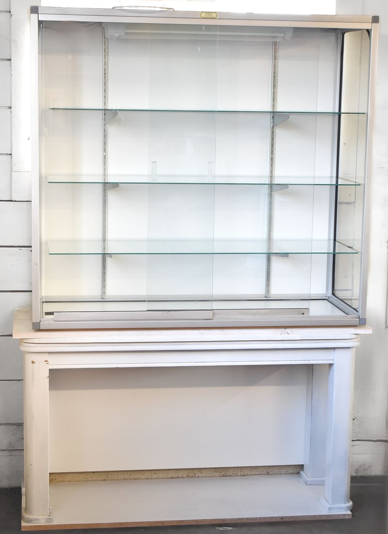 TWO-PIECE LIGHTED GLASS DISPLAY CABINET (1 of 2)