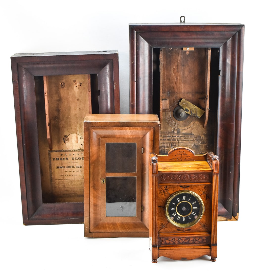 FOUR ANTIQUE CLOCK CASES (1 of 3)