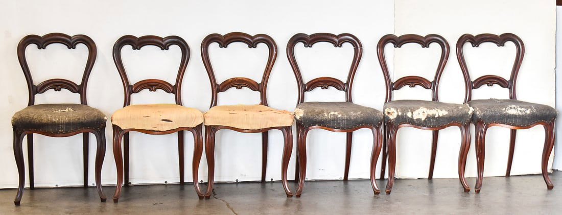 SET OF SIX VICTORIAN BALLOON-BACK WALNUT DINING CHAIRS (1 of 4)