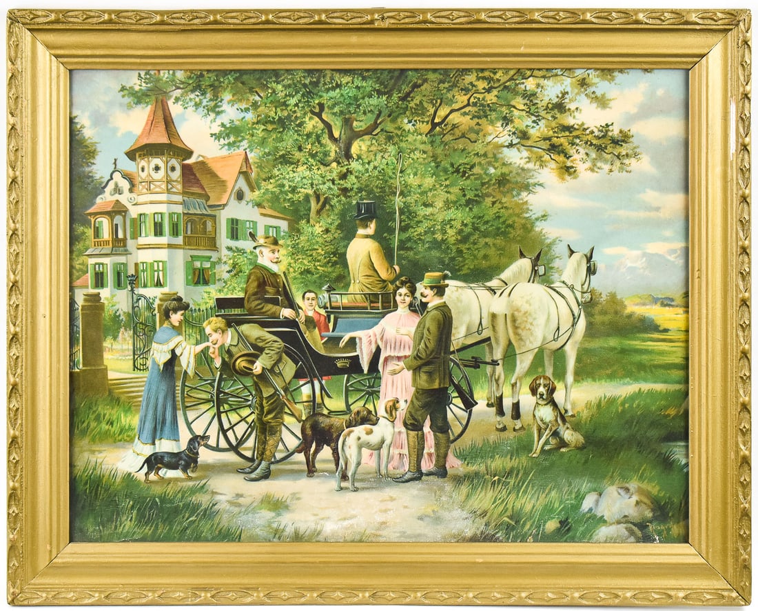 JOSEPH RINGEISEN 'DEPARTURE FOR HUNTING' OLEOGRAPH (1 of 5)