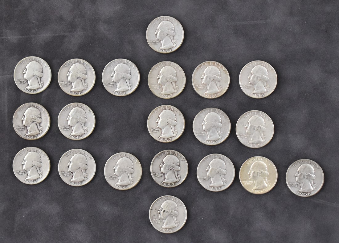 20 U.S. WASHINGTON QUARTERS FROM 1947-1956 (1 of 2)