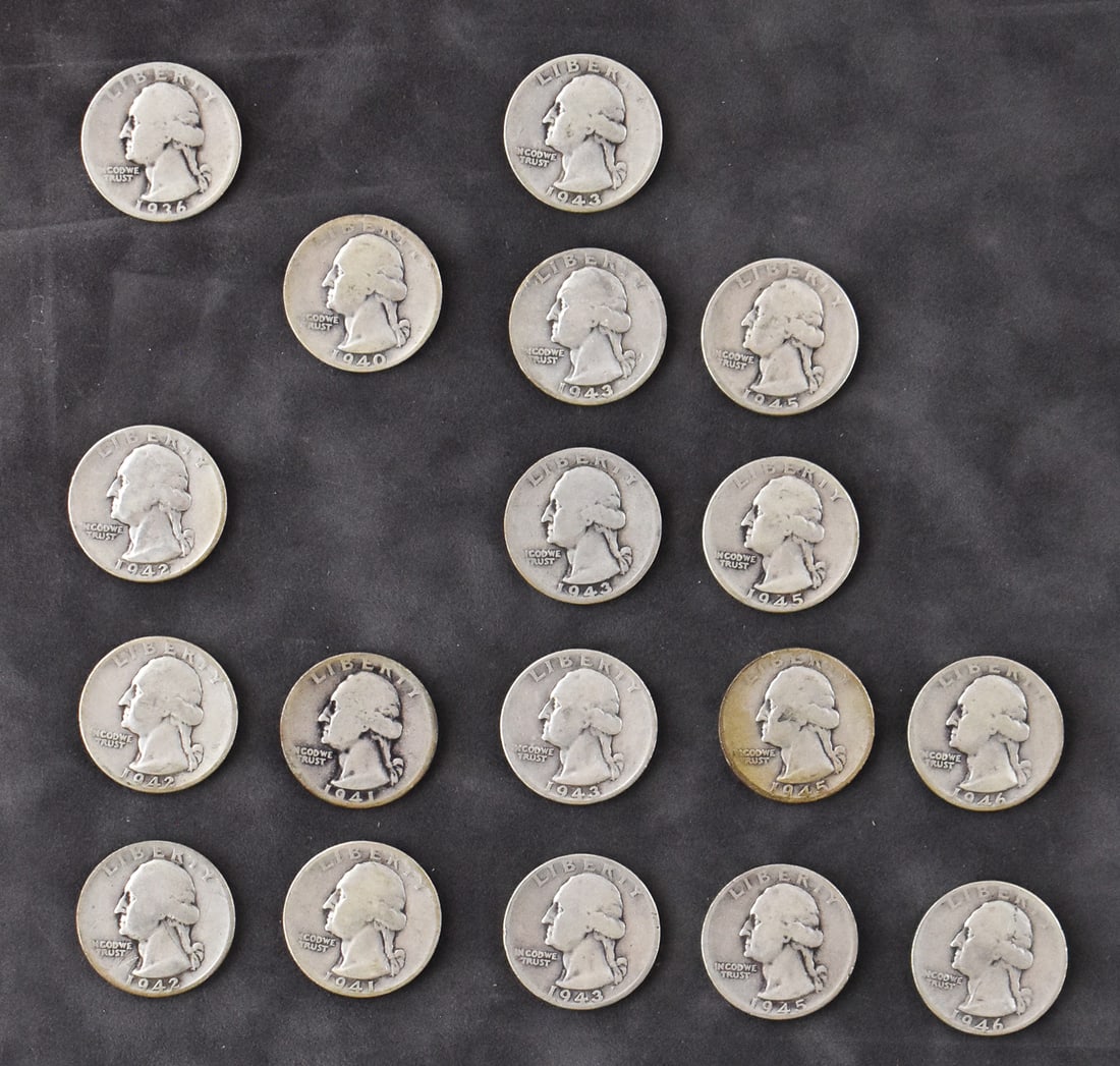 18 U.S. WASHINGTON QUARTERS FROM 1936-1946 (1 of 2)