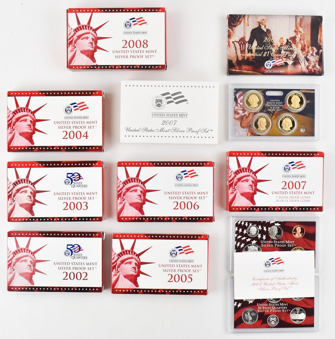SEVEN 2000s UNITED STATES MINT SILVER PROOF SETS (1 of 2)