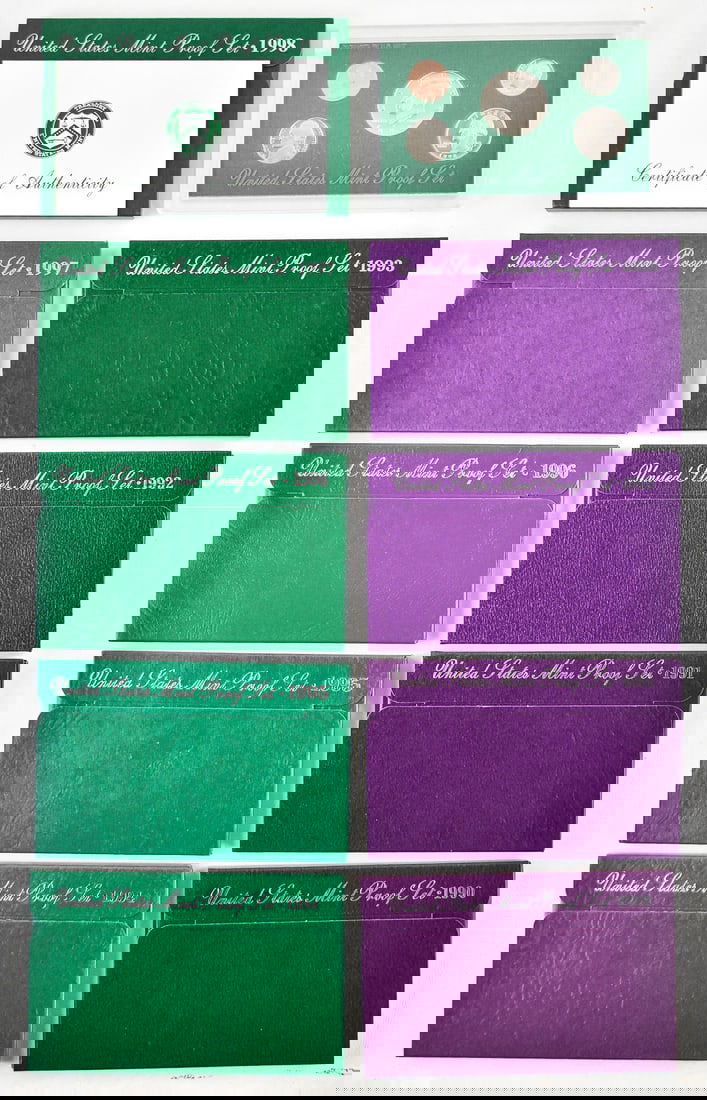 9 U.S. PROOF SETS FROM THE 1990s (1 of 3)