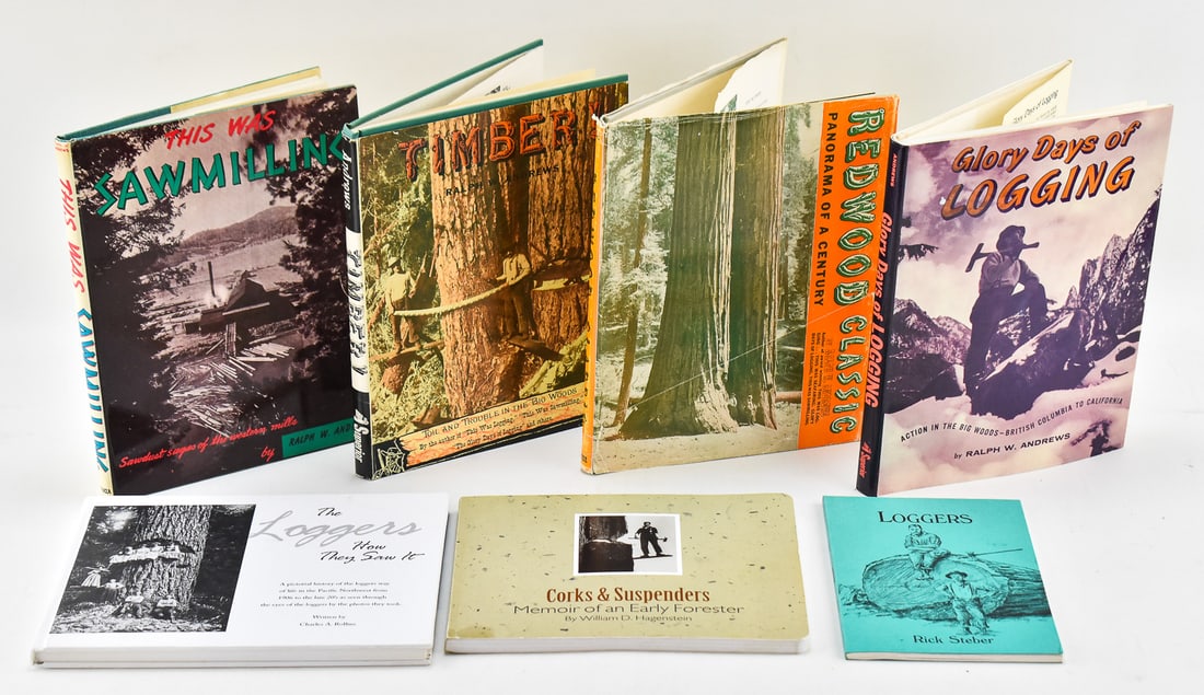 LOGGING-RELATED BOOKS: FIRST EDITION 'TIMBER', CHARLES ROLLINS SIGNED 'THE LOGGERS', & MORE (1 of 3)