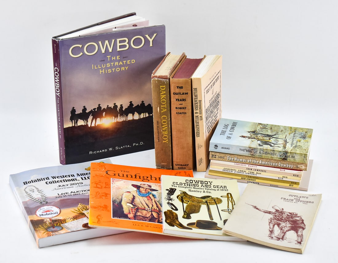 COWBOY-RELATED BOOKS: SIGNED 'DAKOTA COWBOY', FIRST EDITION 'COWPOKES COMIN' YORE WAY', & MORE (1 of 5)