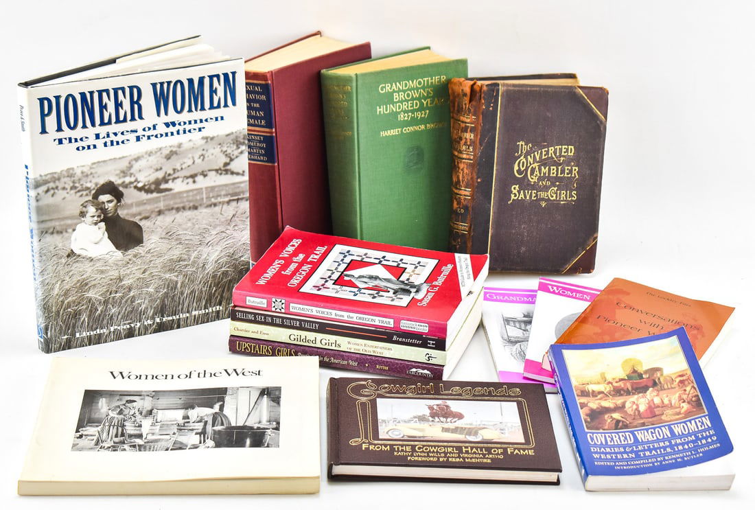 WOMEN'S STUDY BOOK ASSORTMENT: FIRST EDITION 'GILDED GIRLS', FIRST EDITION 'COWGIRL LEGENDS', & MORE: This lot includes the following women's studies books: Staff of the Institute for Sex Research, Indiana University "Sexual Behavior in the Human Female" published by W.B. Saunders Company in 1953, Har