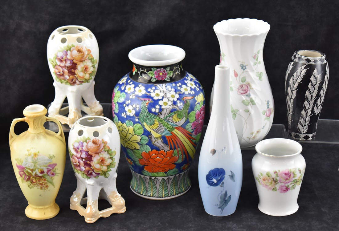 ASSORTED VASES: ROYAL WETTINA, WEDGWOOD, LYNGBY, & MORE (1 of 4)