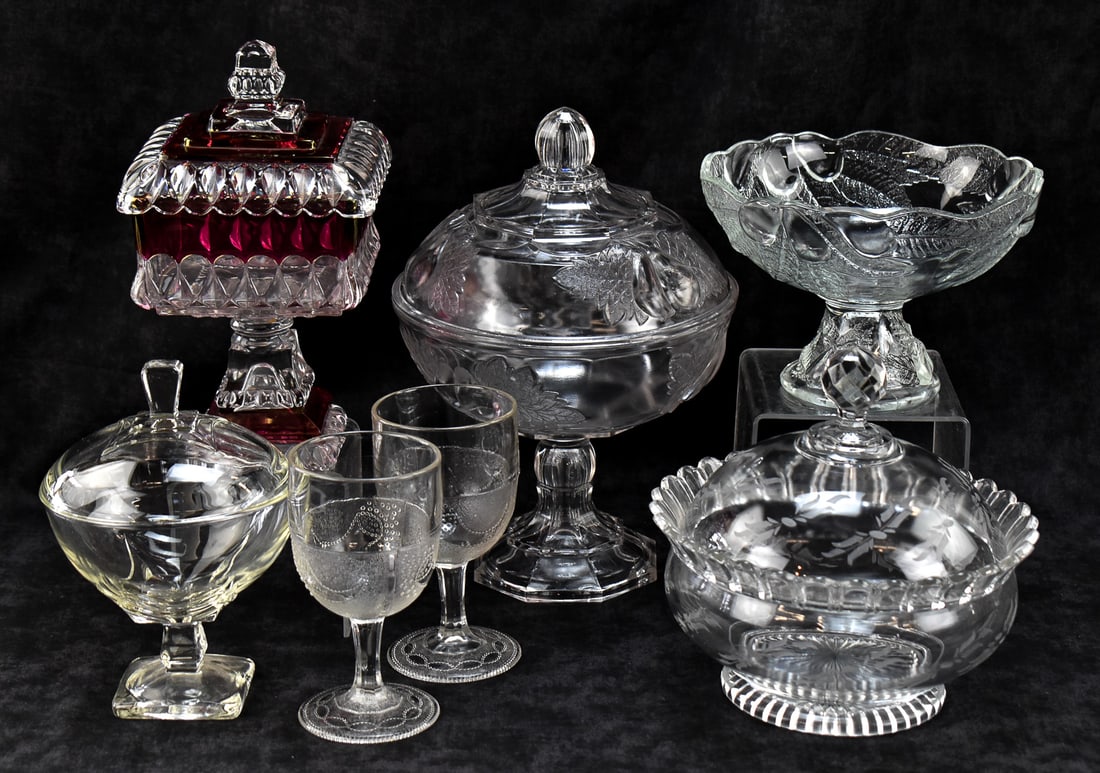 GLASSWARE ASSORTMENT: U.S. GLASS, FLINT GLASS, & MORE (1 of 3)