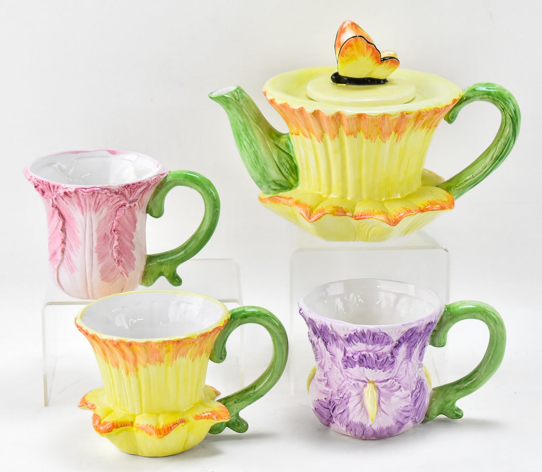 BUTTERFLY TEAPOT & FLOWER MUGS (1 of 2)