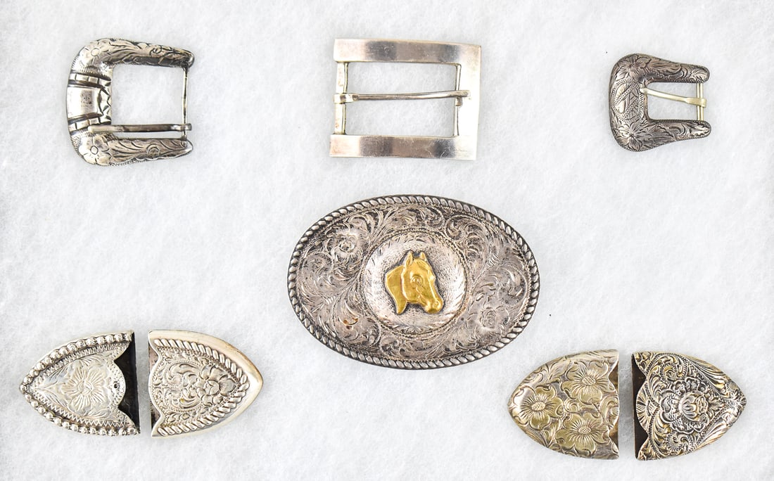 STERLING SILVER BELT BUCKLES AND BELT TIPS (1 of 3)