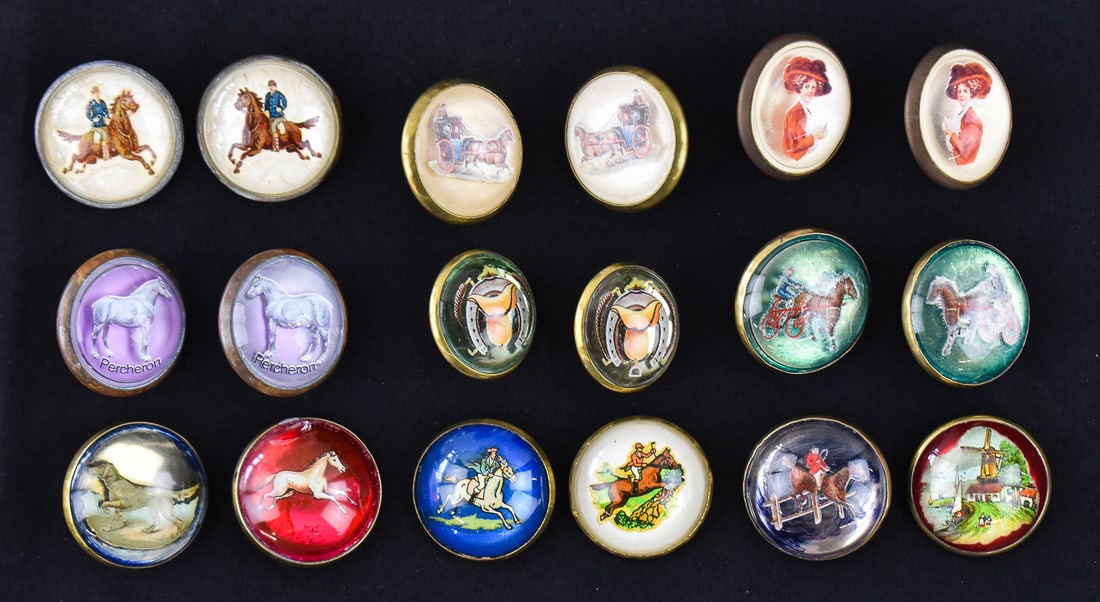 COLLECTION OF ANTIQUE HORSE BRIDLE DOMED ROSETTES (1 of 5)