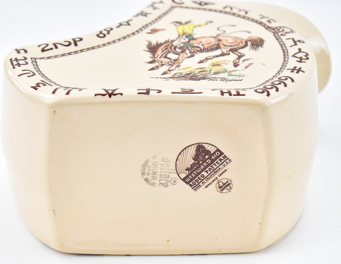 WALLACE CHINA WESTWARD HO 'RODEO' PATTERN PITCHER - 3