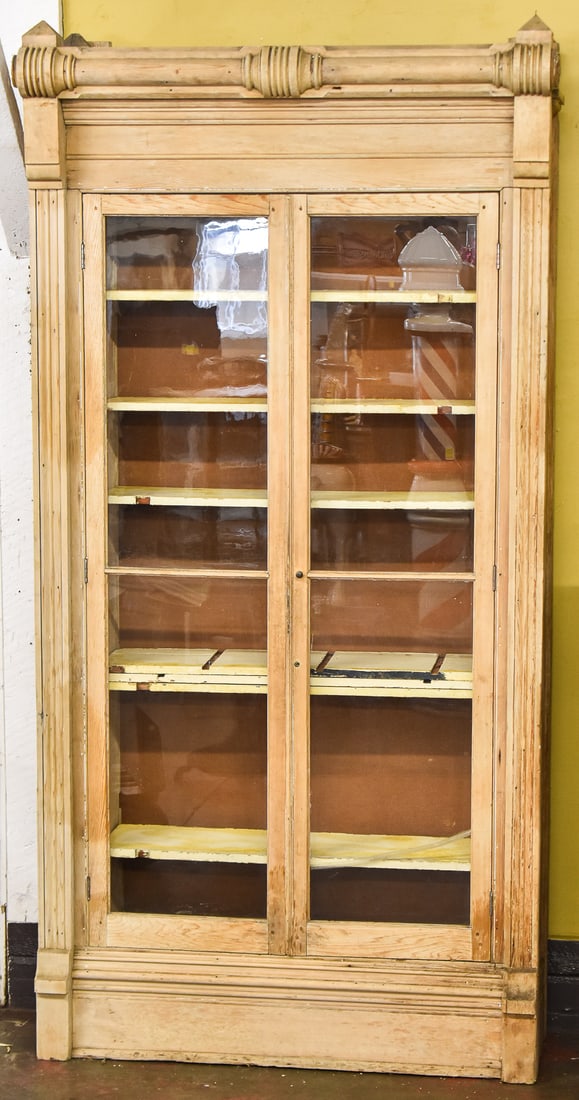 DISTRESSED PINE DISPLAY CABINET, C. EARLY 20TH CENTURY (1 of 4)